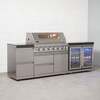 Draco Grills 6 Burner BBQ Modular Outdoor Kitchen with Double Drawers and Double Fridge Unit, Without Granite Side Panels