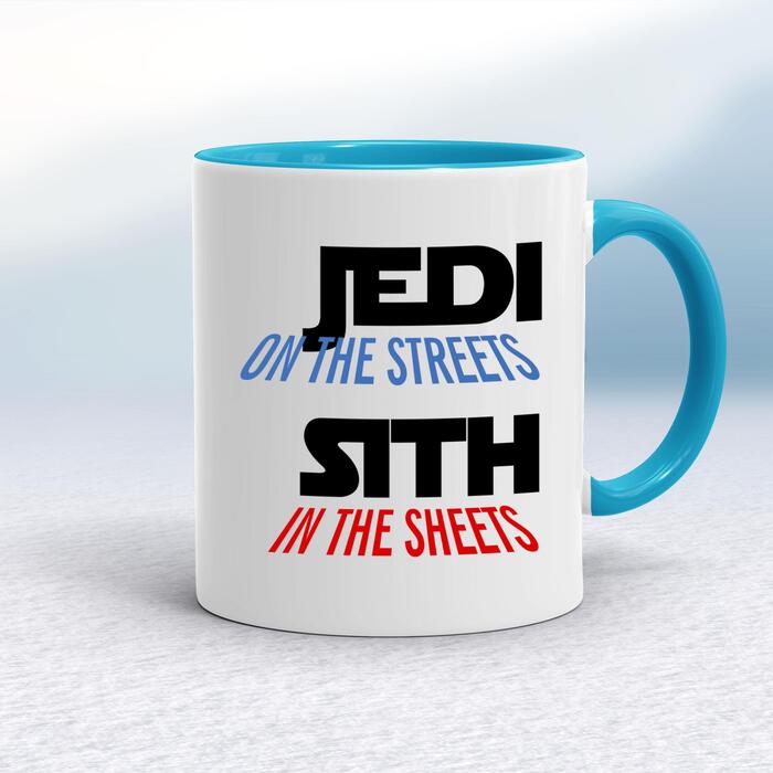 Jedi On the Streets Mug - White/Light Blue, 10oz