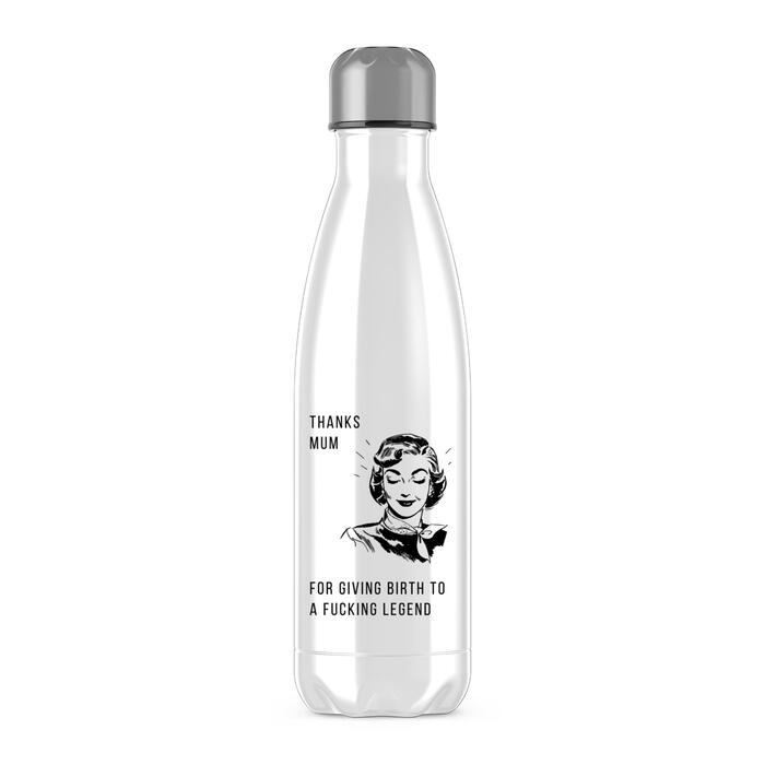 Thanks Mum Water Bottle - White, One