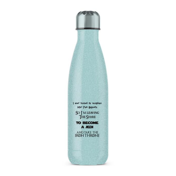 Take The Iron Throne Water Bottle - Blue Glitter, One