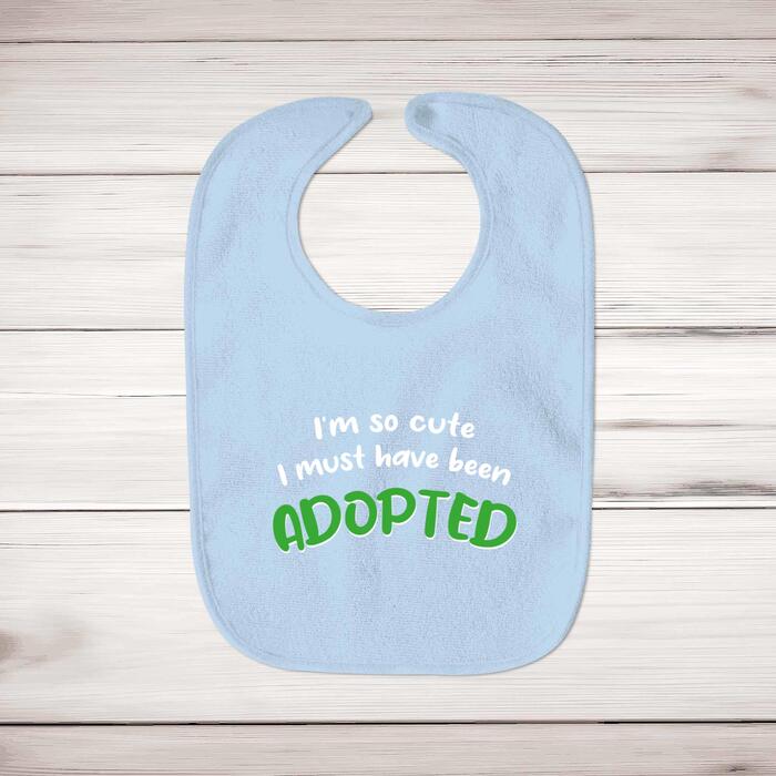 So Cute I'm Adopted Baby Bib - Blue, One