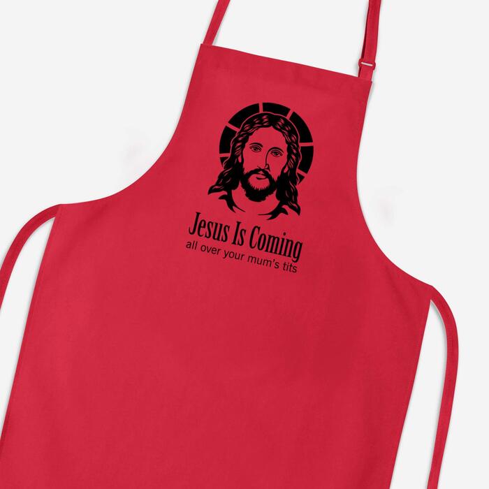 Jesus Is Coming Apron - Red, One