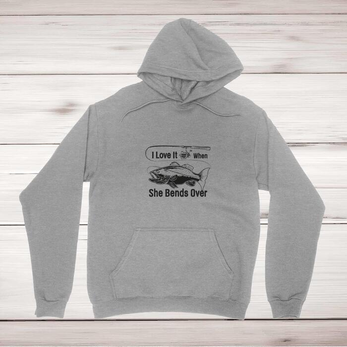 I Love It When She Bends Over Hoodie - Grey, Small