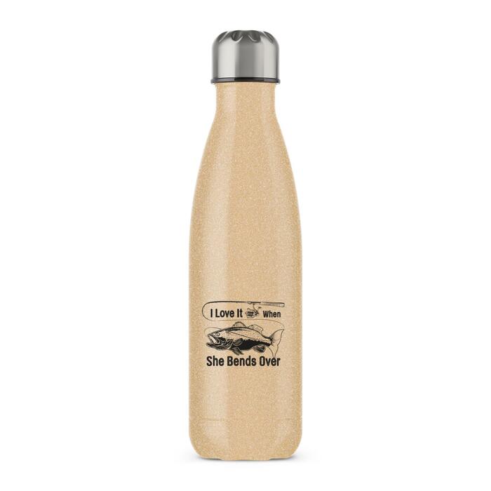 I Love It When She Bends Over Water Bottle - Gold Glitter, One