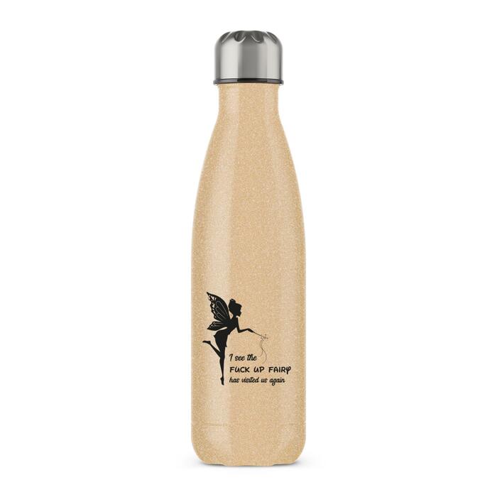 The Fuck Up Fairy Water Bottle - Gold Glitter, One