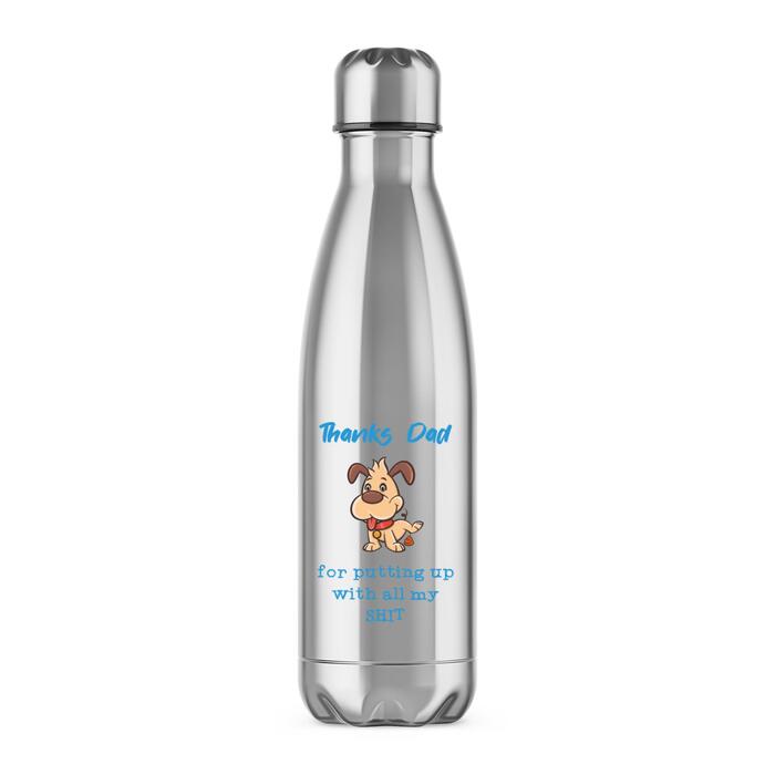 Thanks Dad - All My Shit Water Bottle - Silver, One