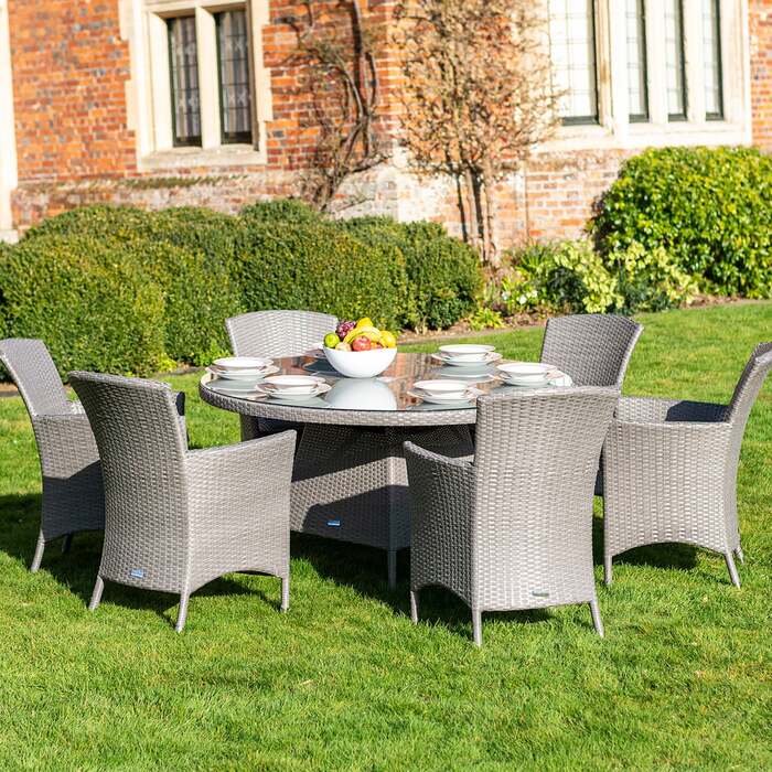 Bracken Outdoors 6 Seat Round Indiana Rattan Garden Furniture Set - 1. 35m
