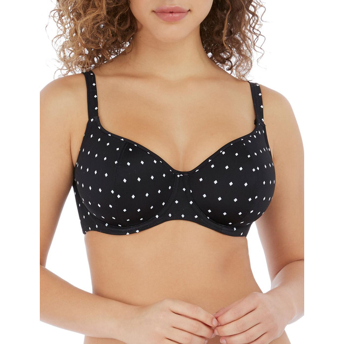 Freya Jewel Cove Underwired Sweetheart Bikini Top - Black - 38HH