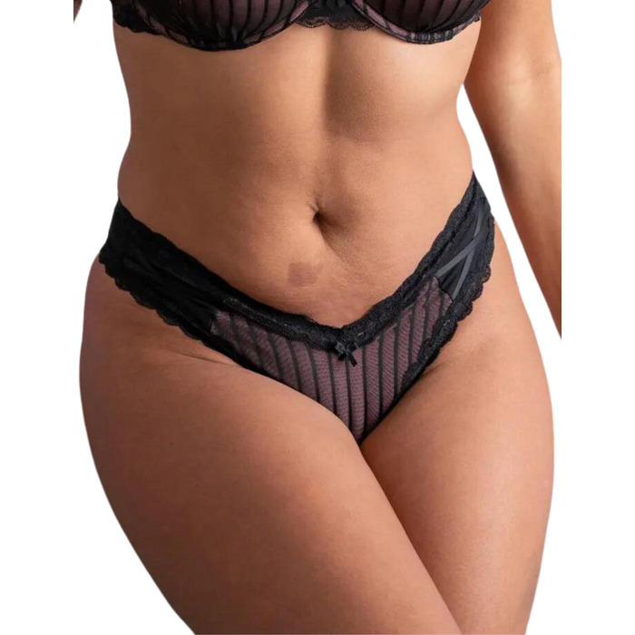 Pour Moi Luxe Linear Brazilian Brief - Black/Blush - 2XL - 18