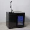 Draco Grills Outdoor Black Stainless Steel Sink and Fridge Cabinet with Granite Top