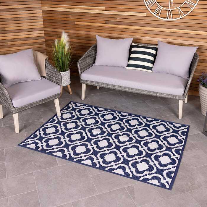 Moroccan Weatherproof Rug, Navy Blue