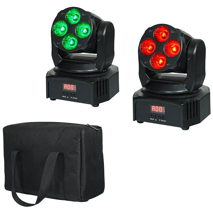 FUSION40 LED Moving Head Set Complete with 2 Lights and Bag 36W RGBW