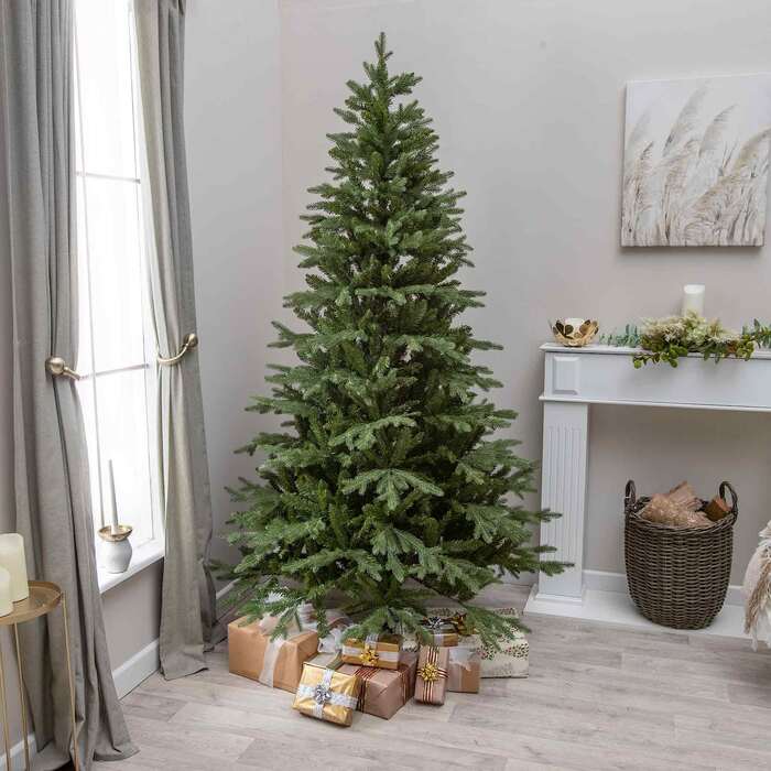 Burghley Artificial Green PE/PVC Spruce Christmas Tree 5FT, 6FT, 7FT, 7ft (2. 1m)
