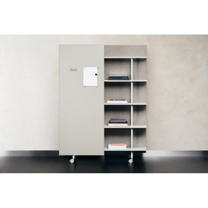 A08 Mobile Shelving Unit with Glass Writing Board