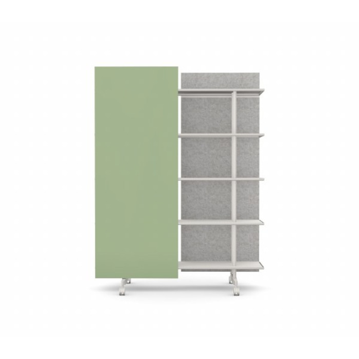 A08 Mobile Shelving Unit with Glass Writing Board