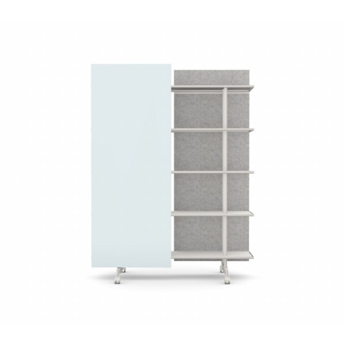 A08 Mobile Shelving Unit with Glass Writing Board