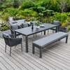 Bracken Outdoors Maldives Rope Aluminium 8 Seat Rectangular Garden Dining Bench and Chair Set, Late February 2026