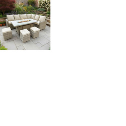 Bracken Outdoors Richmond Rectangular Rattan Corner Sofa Garden Furniture Set with Fire Pit Table