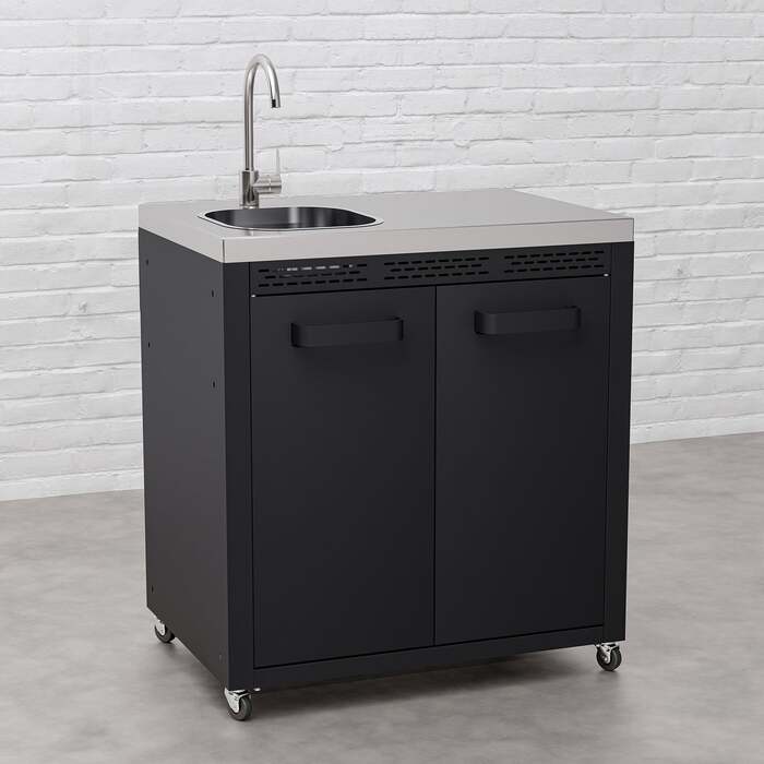 Draco Grills Titan Outdoor Kitchen Black Sink Cabinet with Stainless Steel Top, Mid February 2026