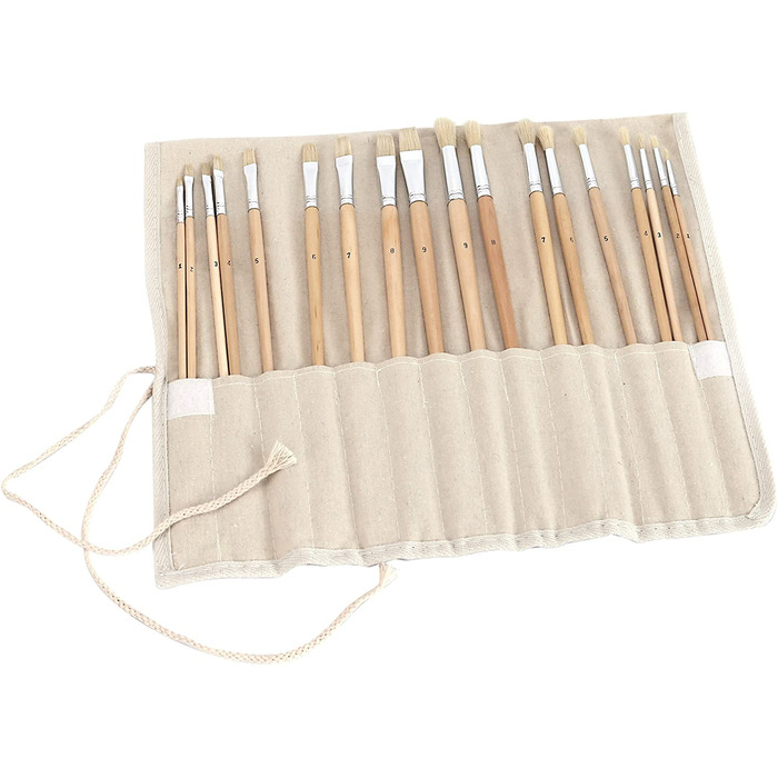Exerz Artist Paint Brushes 18pcs with a Canvas Wrap