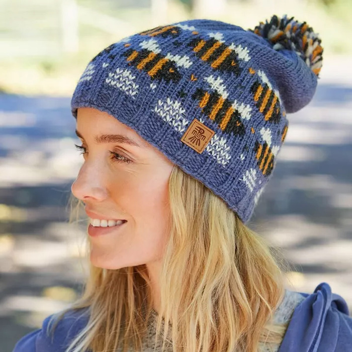 Pachamama Beehive Bobble Beanie Denim