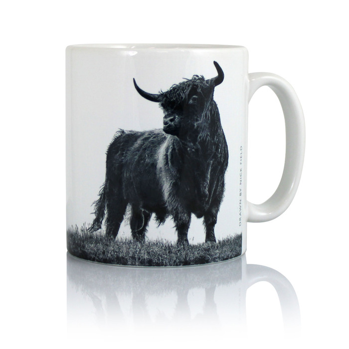 Nick Field Black & White Highland Bull Mug