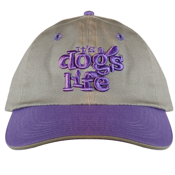 It's A Dog's Life Embroidered Baseball Cap Grey Purple