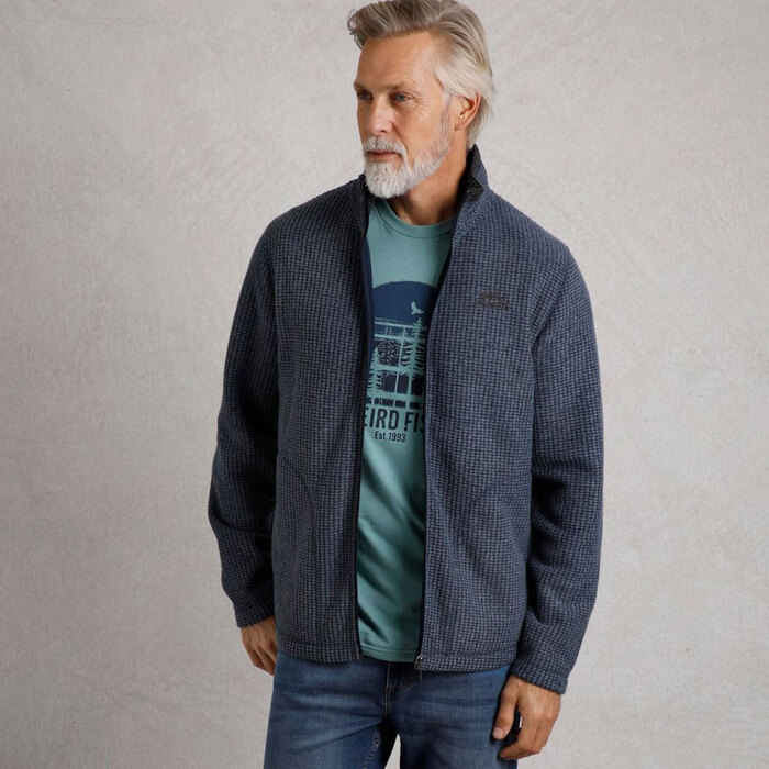 Weird Fish Men's Shires Eco Full Zip Grid Fleece Navy M