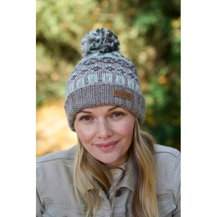 Pachamama Loch Fyne (Merino) Roll Back Bobble Beanie Green