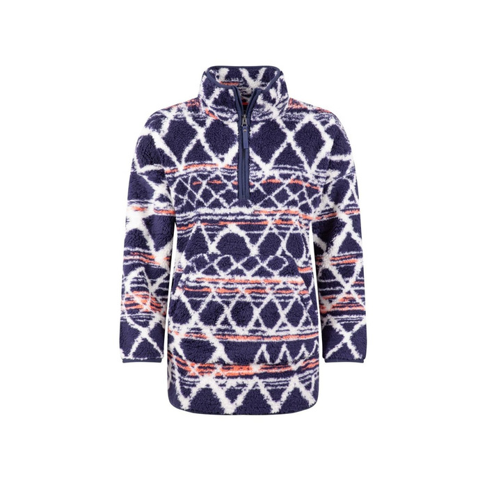 Weird Fish Pikard Printed Plush Qtr Zip Fleece Navy 12