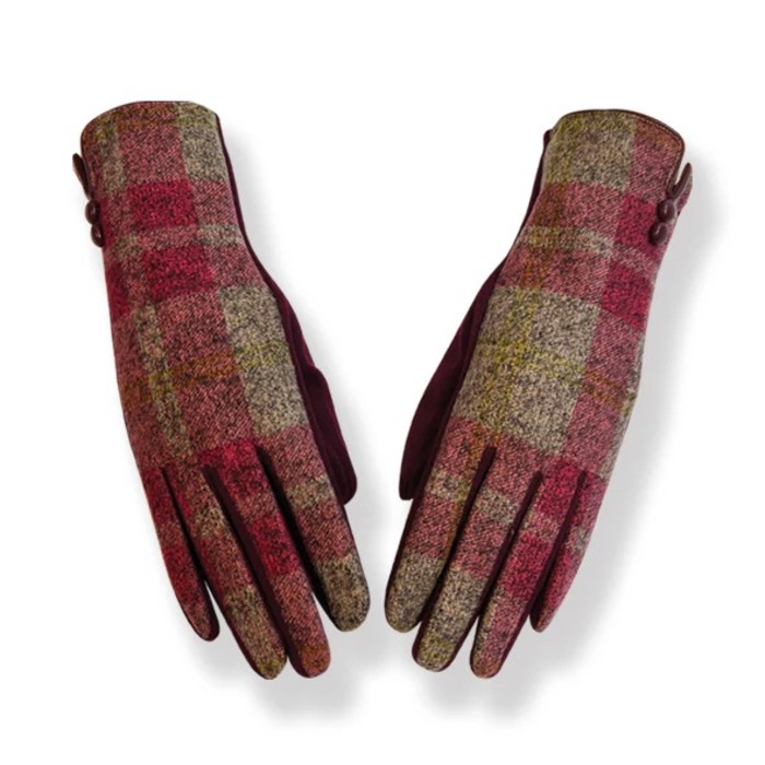 Couthie Ladies Pink Check Gloves