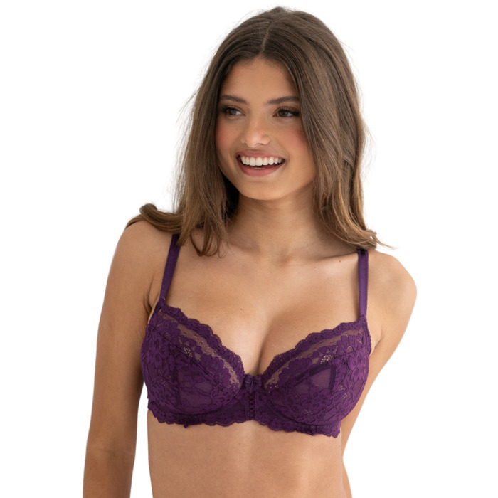 Pour Moi Fleur Balcony Bra - Plum - 32G