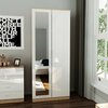 ELEGANT 2 Door Mirror Wardrobe In White And Oak Finish Soft Close Hinged Doors