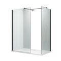 ELEGANT 1500X900mm Frosted Black Fittings Glass Easy Clean Walk-In Shower Enclosure (Inc Shower Panels + Stone Resin Tray + Waste)