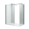 ELEGANT 1500X800mm Frosted Black Fittings Glass Easy Clean Walk-In Shower Enclosure (Inc Shower Panels + Stone Resin Tray + Waste)