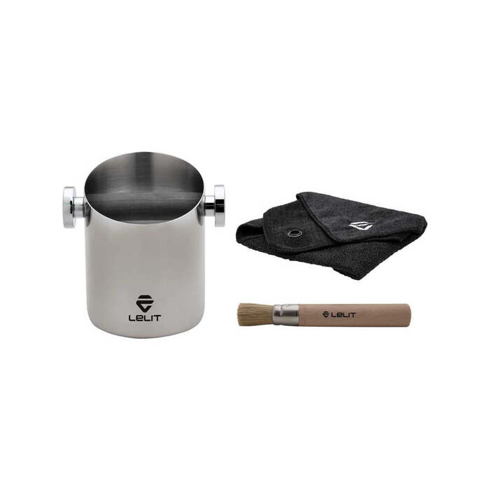 Lelit Knock Box with Microfiber Cloth & Brush Kit