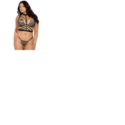 House Of Desire Devon Strappy Push Up Bra, Harness & Thong Set