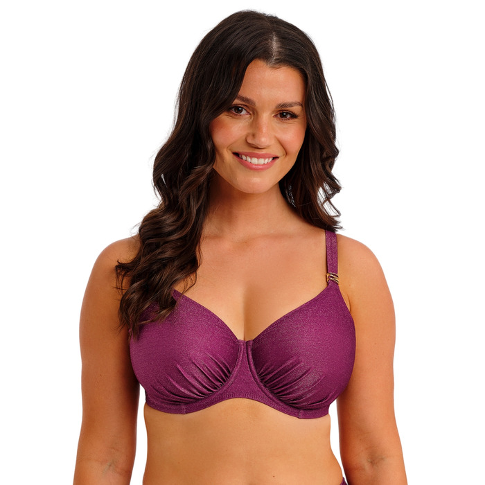 Fantasie Paros Coast Underwired Gathered Full Cup Bikini Top - Berry Shimmer - 34DD