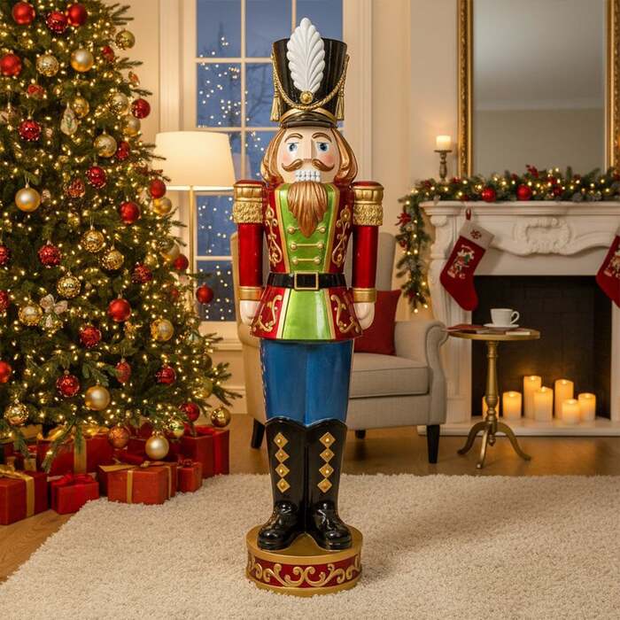 5. 5ft Large Traditional Christmas Nutcracker Soldier - Red, Blue and Green with LED Lights