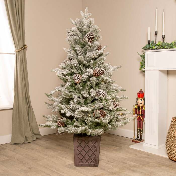 Kensington Fir Artificial Pre-Lit Frosted PE Christmas Tree 4. 5FT