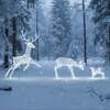 Outdoor Light Up Acrylic Christmas Reindeer Flying Stag Mother and Baby