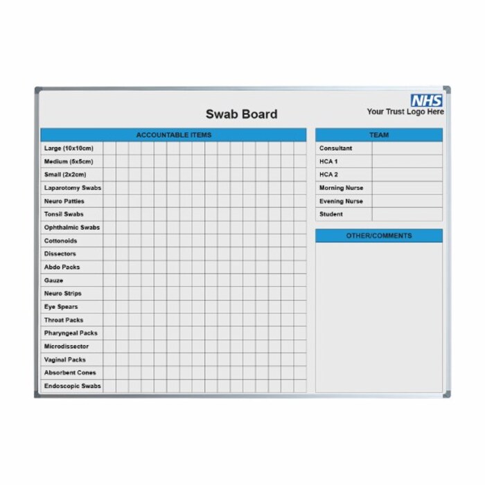 NHS Swab Printed Whiteboard 120 x 90cm