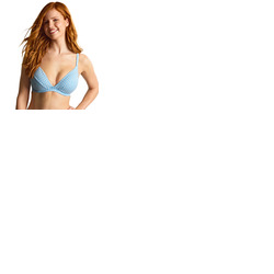 Panache Gingham Romy Demi Plunge Bikini Top - Sky Blue Gingham - 32E