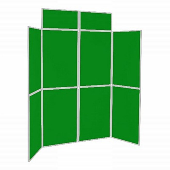 8 Panel Folding Display Stand Grey Frame/Green Fabric