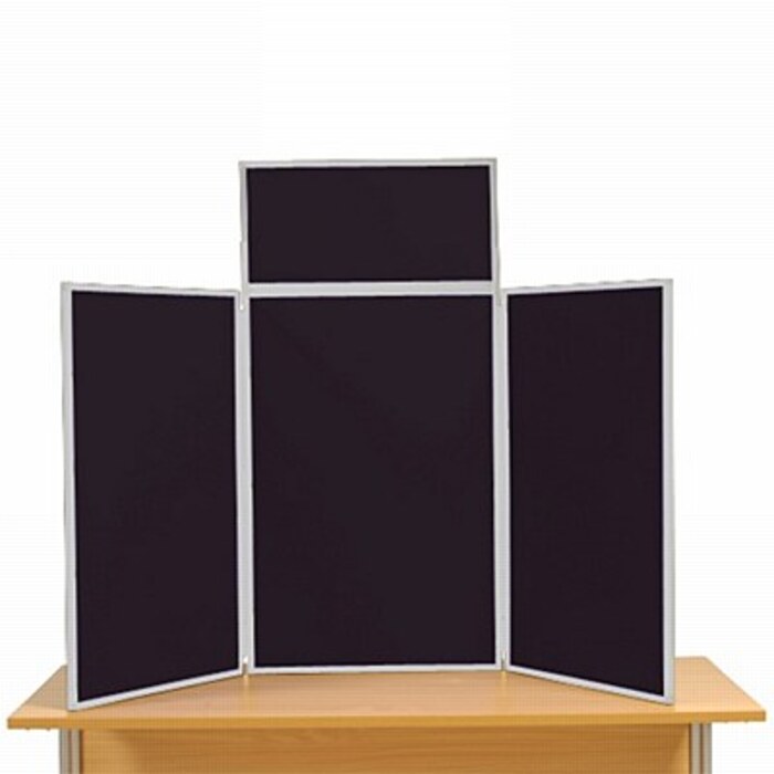 3 Panel Maxi Desk Top Display Stand Grey Frame/Black Fabric