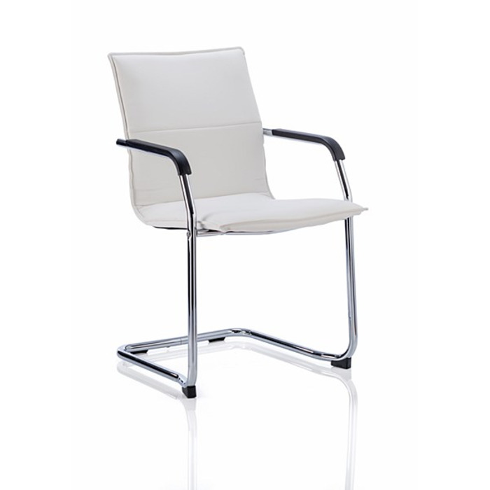 Echo II White Leather Visitor Chair
