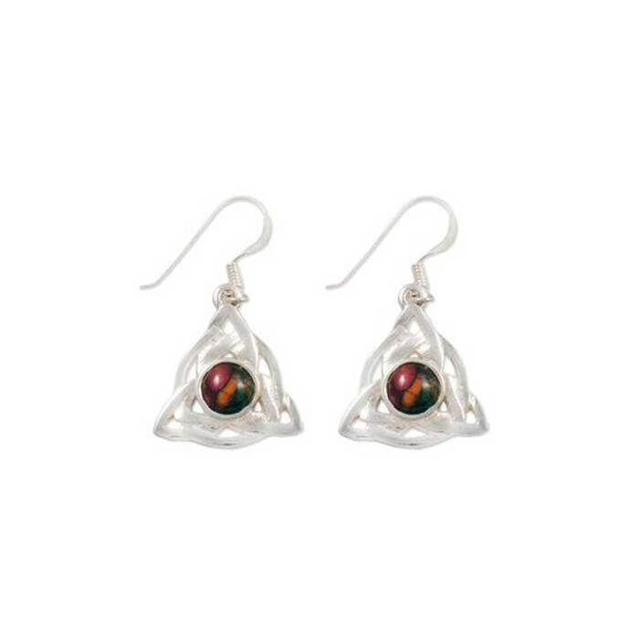 Heathergems Celtic Triangular Sterling Silver Drop Earrings