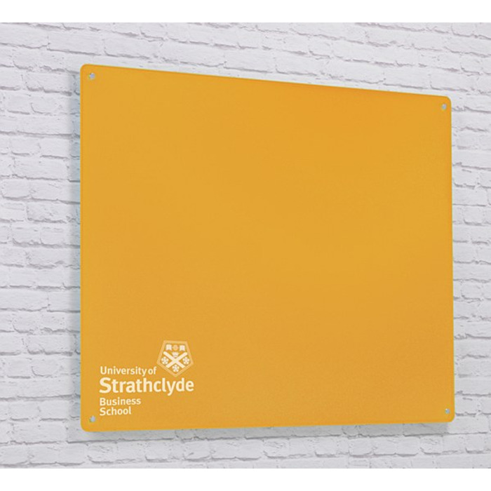 Magnetic Glass Board with your Logo 1200 x 900mm Gold