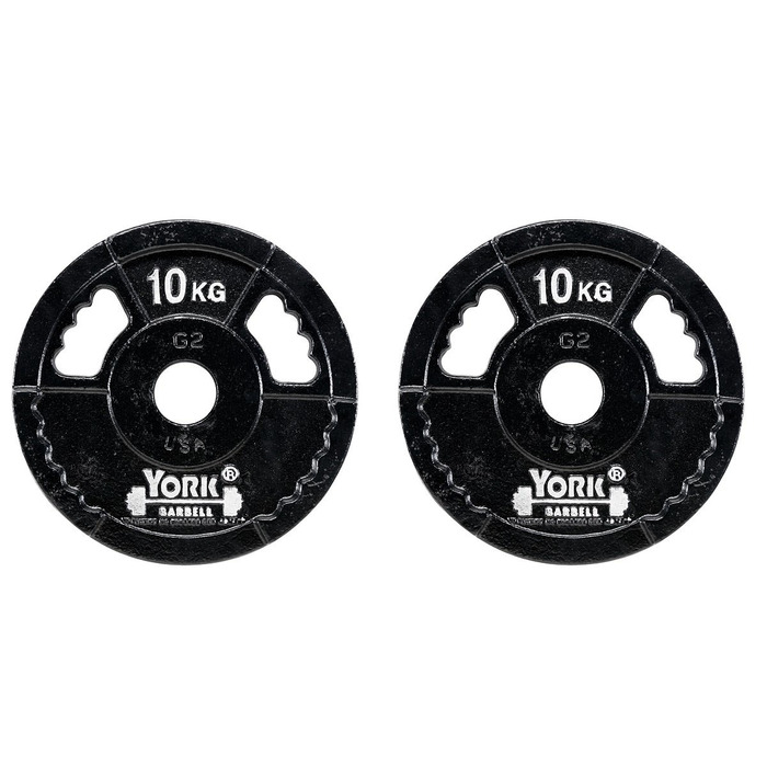 York 2 x 10kg G2 Cast Iron Olympic Weight Plates