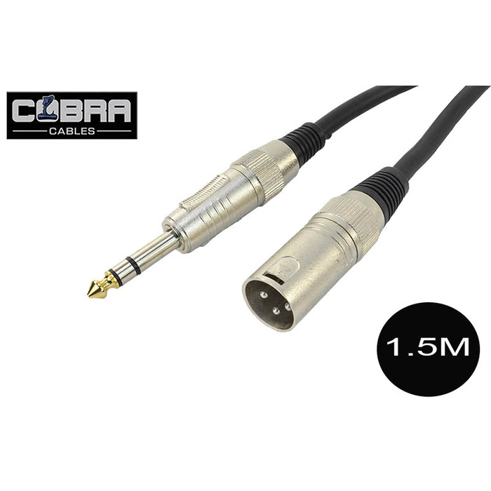 XLR (M) To Stereo 1/4 inch Jack Lead 1. 5m